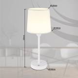 Genopladelig LED-bordlampe Lunki, hvid, højde 35 cm, stof, CCT