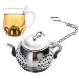 SHEIN 1pc Cute Mini Tea Infuser Stainless Steel Tea Strainer Filter Reusable Teapot Shape Tea Ball Loose Leaf Tea Bag Teapot Accessories
