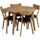 Spisebordssæt Genova spisebord 110-160 cm inkl. 4 Amino stole - Olieret eg / sort øko-læder