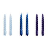 HAY - Candle Twist Set of 6 - Light blue, blue and purple
