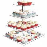 SHEIN Transparent Acrylic Cake Stand, Square Multi-Layered Tower Shape Dessert Display Stand, Detachable Self-Service Buffet Display Rack Tabletop Storage C