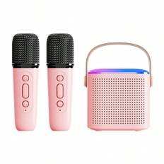 Dual Label Portable Bluetooth Speaker Home Wireless Karaoke Speaker With Microphone Outdoor Singing Small Home KTV - Pink - one-size