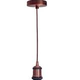 E27 Skrue Loft Rose Light 3 Core Stof Flex Pendel Lampeholder - Kobber Rund 1m