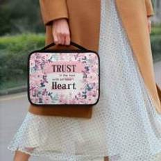 Trust The Lord With All Your Heart Sunflower Pattern Handbag Gift For Christians Multifunctional Womens Outdoor Travel Worship Party Tote Bag - Apricot