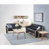 Hjort Knudsen - Dover sofasæt 3+2 pers. sofa læder (sæbebehandlet bøg, Semianilin 370 lime)