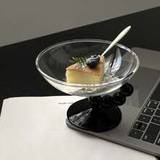 SHEIN 1pc Black Swan Glass Ice Cream Bowl, Fruit Salad Bowl With Unique Design For Home, Restaurant Party