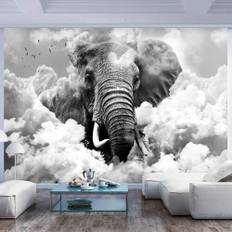 Fototapet - Elephant in the Clouds (Black and White) - (100x70) - Flere Størrelser fra Walldelux.dk