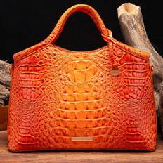 CrocodilePatterned Colorful Solid HighEnd Vintage Women Handheld Bag - Orange