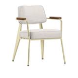 Vitra - Fauteuil Direction, Walnut, Base EcruFabric Cat. F100 Nubia Col. 01 Ivory/Perle