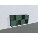 Square Classic skænk - opstilling 12 (dybde: 34 cm, mørkegrøn malet front, mørkegrøn malet korpus, malet træ korpus)
