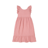 La Redoute - Ærmeløs kjole med flæser i bomuldsmuslin - Rosa - 110/116