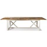 Spisebord i genanvendt elmetræ 230/300 x 100 cm - Antik hvid/Natur