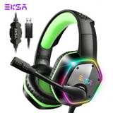 SHEIN EKSA E1000 USB Wired Gaming Headset, Over Ear Headphones, 7.1 Surround Sound, RGB Lighting, Noise Cancelling Microphone, Compatible With PC/PS4/PS5