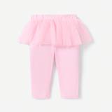 SHEIN Patpat Baby Girl Solid Color Mesh Fabric Stitching Leggings