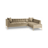 Karoo højrevendt chaiselong sofa i metal og velour B270 x D185 cm - Guld/Cappucino