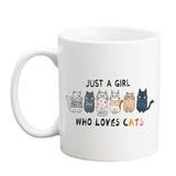 SHEIN 1pc 11 Ounces Ceramic White Mug, Just A Girl Who Loves Cats Coffee Mugs, Birthday Gifts Christmas Gifts For Women, Creative Bathroom Tumblers, Coffee