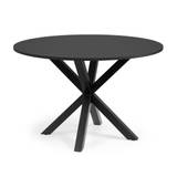 Spisebord A.R - Rund bordplade, Design Svart MDF-skiva / Svarta stålben