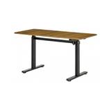 Hæve-/Sænke skrivebord i aluminium og MDF 140 x 60 cm - Sort/Brun natur