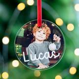 Personlig julekugle i akryl med billede | med dit foto eller navn | personligt julepynt