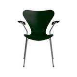 3207 stol m/armlæn, farvet ask evergreen/silver grey stel af Arne Jacobsen