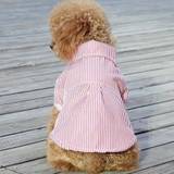SHEIN New Arrival Pet Striped Shirt Collar Top, Classic Doll Collar Summer Apparel For Pets
