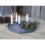 Chic Antique Advent Tray with Magnet Candleholder Antique Zink