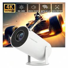 HY Android  Portable Projector With  Lumens Brightness WIFI  Bluetooth  Allwinner H Chip Supports P K  D Outdoor Use - White