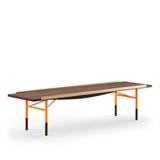 House of Finn Juhl - Table Bench Medium, With Brass Edges, Walnut, Orange Steel