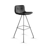 Bent Hansen - Primum Bar Stool - Barstol - Stel: Børstet Rustfrit Stål / Betræk: Sort Zenso semi-anilinlæder - Høj - W: 46 x D: 49,5 x H: 99,5 x SH: 79 cm