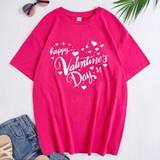 Teen Girls Valentines Day Love Heart Printed Short Sleeve TShirt  Mom And Me pcs Sold Separately - Hot Pink - 14Y,13Y,16Y,15Y