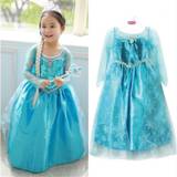 Kids Baby Girl Girls Blue Fancy Frozen Dress Anna Elsa Cosplay Dresses Costume Princess Queen Party Gown Tulle Dress 4-8 Years - 8T