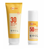 Derma - Solcreme SPF 30 200 ml + Solstift SPF 50 15 g - Klar til levering