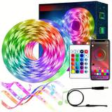 pc Rgb Led Strip Light With Key Wireless Remote Control SoundActivated Color Changing  UsbPowered Flexible Diode Dcv NonWaterproof Suitable For Decora - Color - 5m 24keys+App(-05),3m 24keys+App(-03)