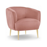 Moss lænestol i metal og velour B81 cm - Guld/Pink