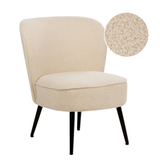 Accent lænestol lys beige boucle polstring træben stue værelse opholdsrum moderne stil