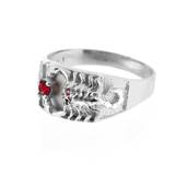 Men's Red CZ Scorpion Contemporary Ring in Sterling Silver