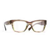CHANEL 3455 Glasses (Green - Rectangle - Women)