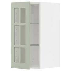 IKEA - METOD vægskab med hylder/vitrinlåge, hvid/Stensund lysegrøn, 30x60 cm