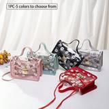 SHEIN 1PC Fashionable Transparent Jelly Handbag - Women's Mini PVC Flip Panel Crossbody Bag With Multiple Colors To Choose From, Including Chrysanthemum Pri