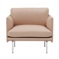 Muuto - Outline Studio Chair / Polished Aluminium Base Refine Leather Beige