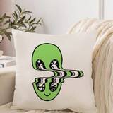 SHEIN Fashionable Cartoon Style Green Monster Print Pillowcase 86561