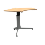 ConSet 501-19 hæve-sænkebord 138x92cm bøg med sølv stel på hjul
