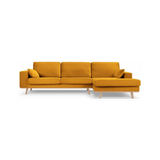 Tugela højrevendt chaiselong sofa i bøgetræ og velour B281 x D154 cm - Bøg/Gul