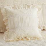 SHEIN 1pc Thickened Stitching Pillowcase With Lace Princess Style Solid Color Design (Does Not Include Filling)