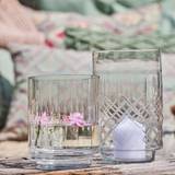 Vase / hurricane i glas med riller