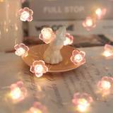 SHEIN 2m/6.56ft Cherry Blossom Copper Wire String Light With 20 Leds For Romantic Proposal, Wall Decoration, Bedroom, Solar & Flower Shaped, Battery Operate