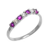 Amethyst & CZ Wavy Stackable Ring in 9ct White Gold