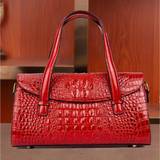 SHEIN Women Fashion Crocodile Embossed Red Flip Handbag With Detachable Shoulder Strap, High-End Luxurious And Sophisticated Style, Suitable For Parties/Din
