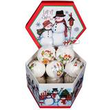 Julekugler med snemænd - Pakke med 14 stk. Måler 7,5 cm i diameter