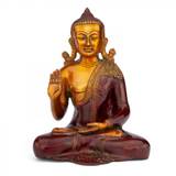 Buddha Amoghasiddhi-statue i to-farvet messing - 25 cm.
